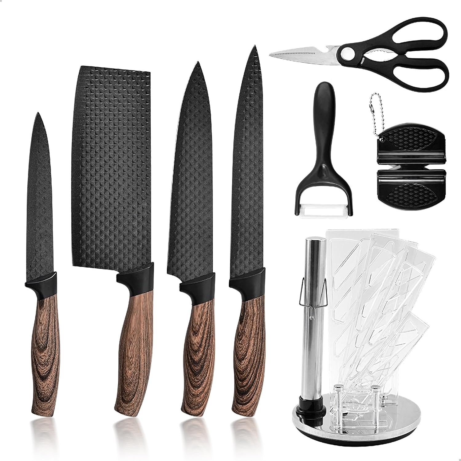 Набір кухонних ножів 4 шт + ножиці та овочечистка Kitchen utensils HA-177 ∙ Кухонний набір ножів HA-177 - мініатюра 9