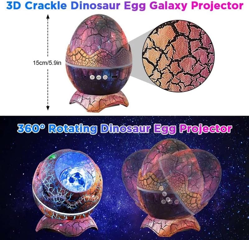 Проектор-нічник Яйце Динозавра з Bluetooth-колонкою та світловими ефектами ∙ Нічник-проектор Яйце Динозавра на підставці з пультом - мініатюра 3