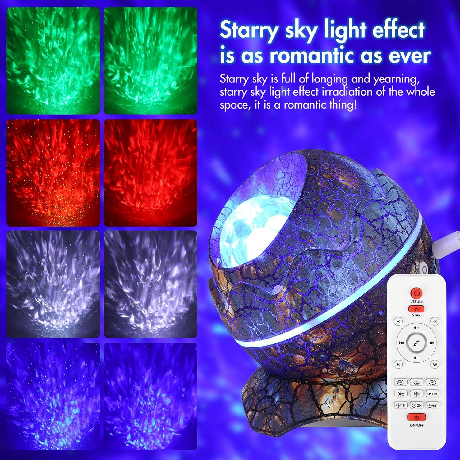 Проектор-нічник Яйце Динозавра з Bluetooth-колонкою та світловими ефектами ∙ Нічник-проектор Яйце Динозавра на підставці з пультом - мініатюра 8