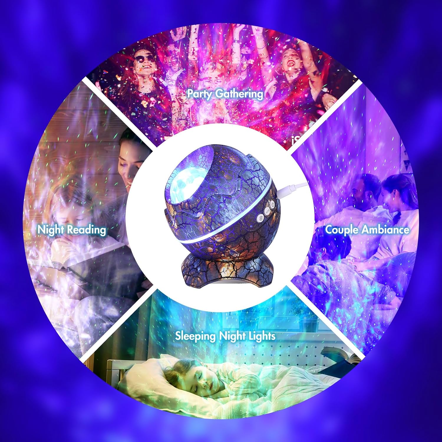 Проектор-нічник Яйце Динозавра з Bluetooth-колонкою та світловими ефектами ∙ Нічник-проектор Яйце Динозавра на підставці з пультом - мініатюра 9