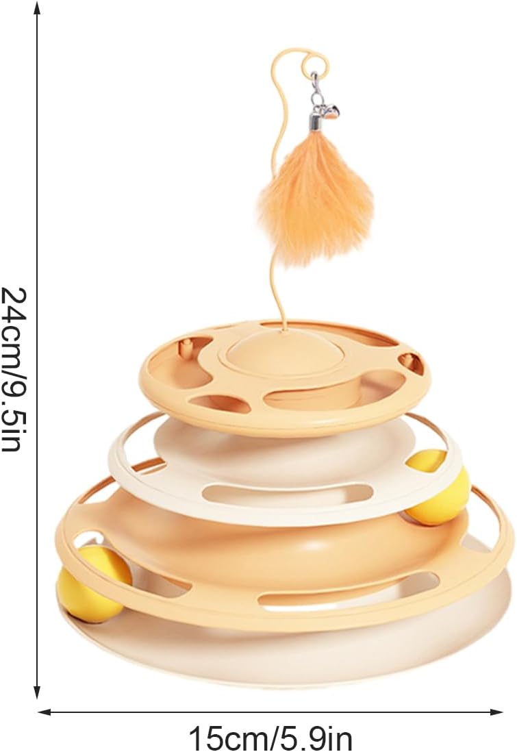 Ігровий трек для кішок 4 рівні з м'ячами та пером на пружині ∙ Інтерактивна іграшка для котів - мініатюра 4