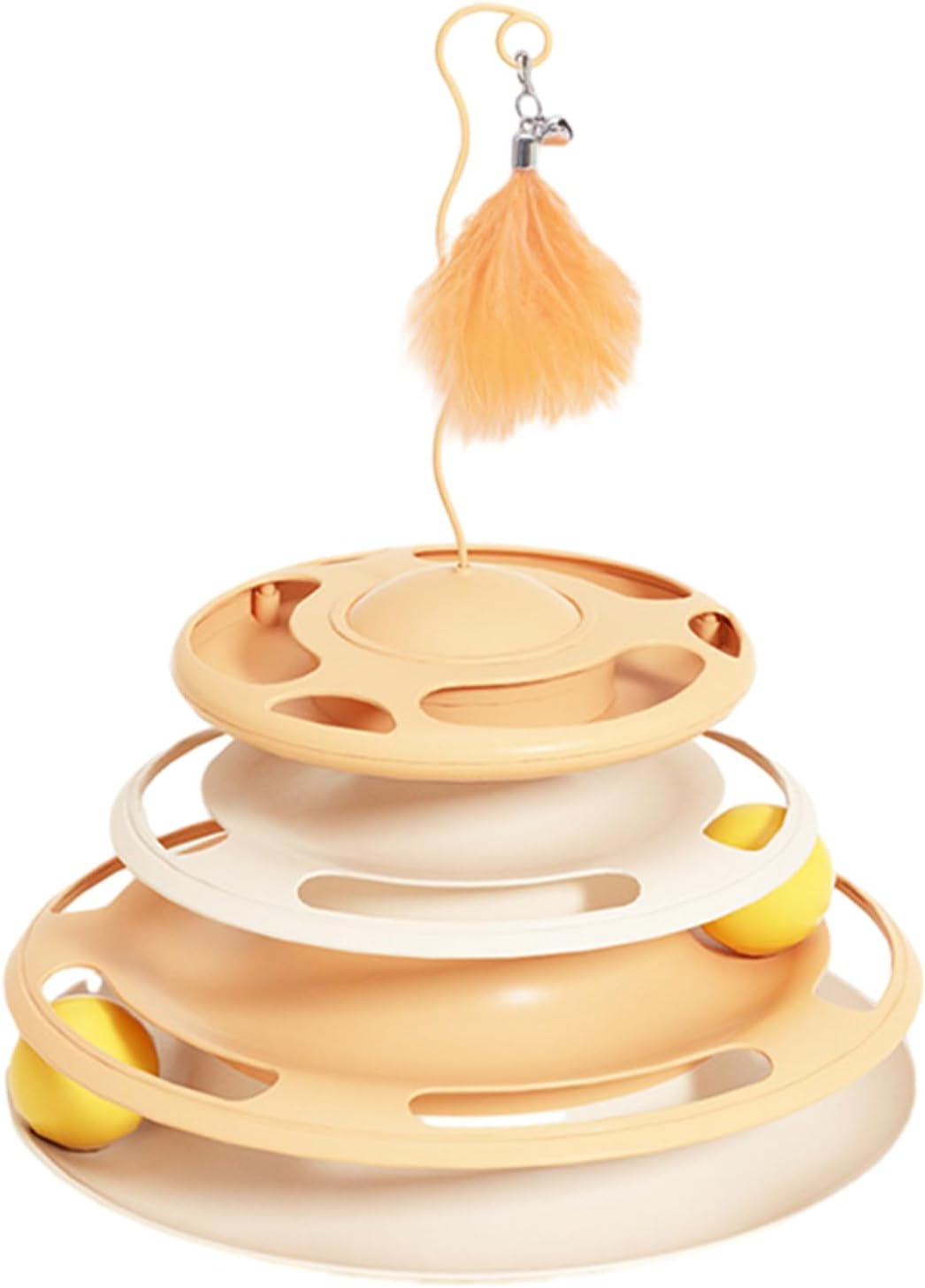 Ігровий трек для кішок 4 рівні з м'ячами та пером на пружині ∙ Інтерактивна іграшка для котів - мініатюра 5