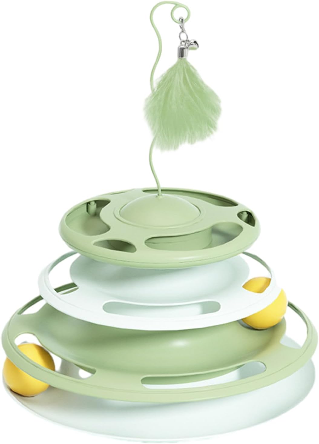 Ігровий трек для кішок 4 рівні з м'ячами та пером на пружині ∙ Інтерактивна іграшка для котів - мініатюра 7