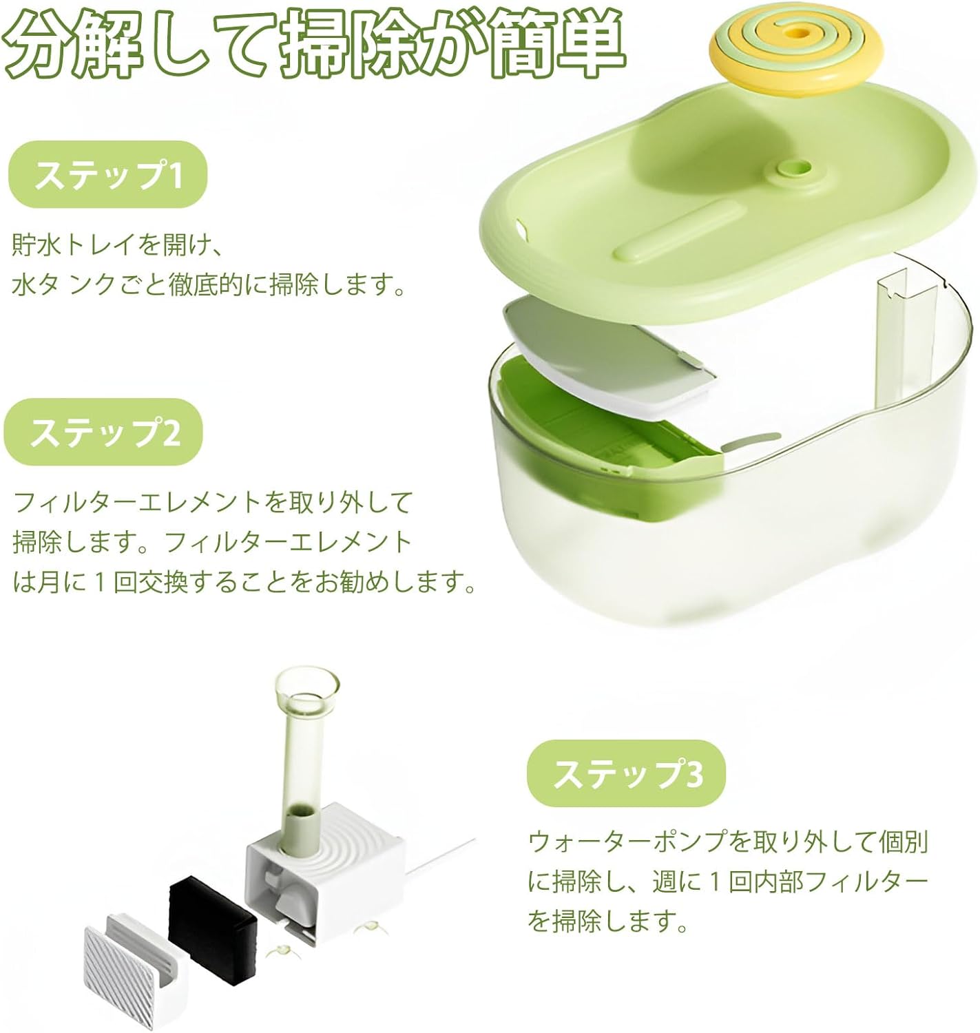 Автоматична поїлка-фонтанчик для тварин від USB 2,2 л ∙ Поїлка-фонтан для котів та інших домашніх улюбленців - мініатюра 4