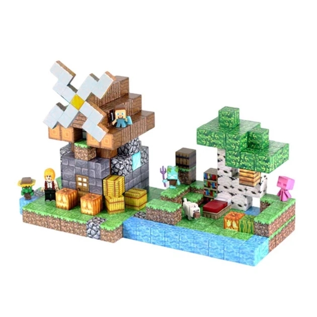 Дитячий магнітний конструктор Minecraft Млин з річкою з 267 блоків ∙ Магнітний конструктор Minecraft з 267 блоків для творчості та розваг