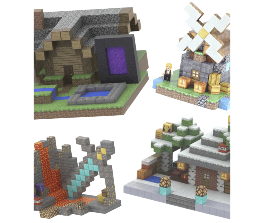 Дитячий магнітний конструктор Minecraft Млин з річкою з 267 блоків ∙ Магнітний конструктор Minecraft з 267 блоків для творчості та розваг - мініатюра 3