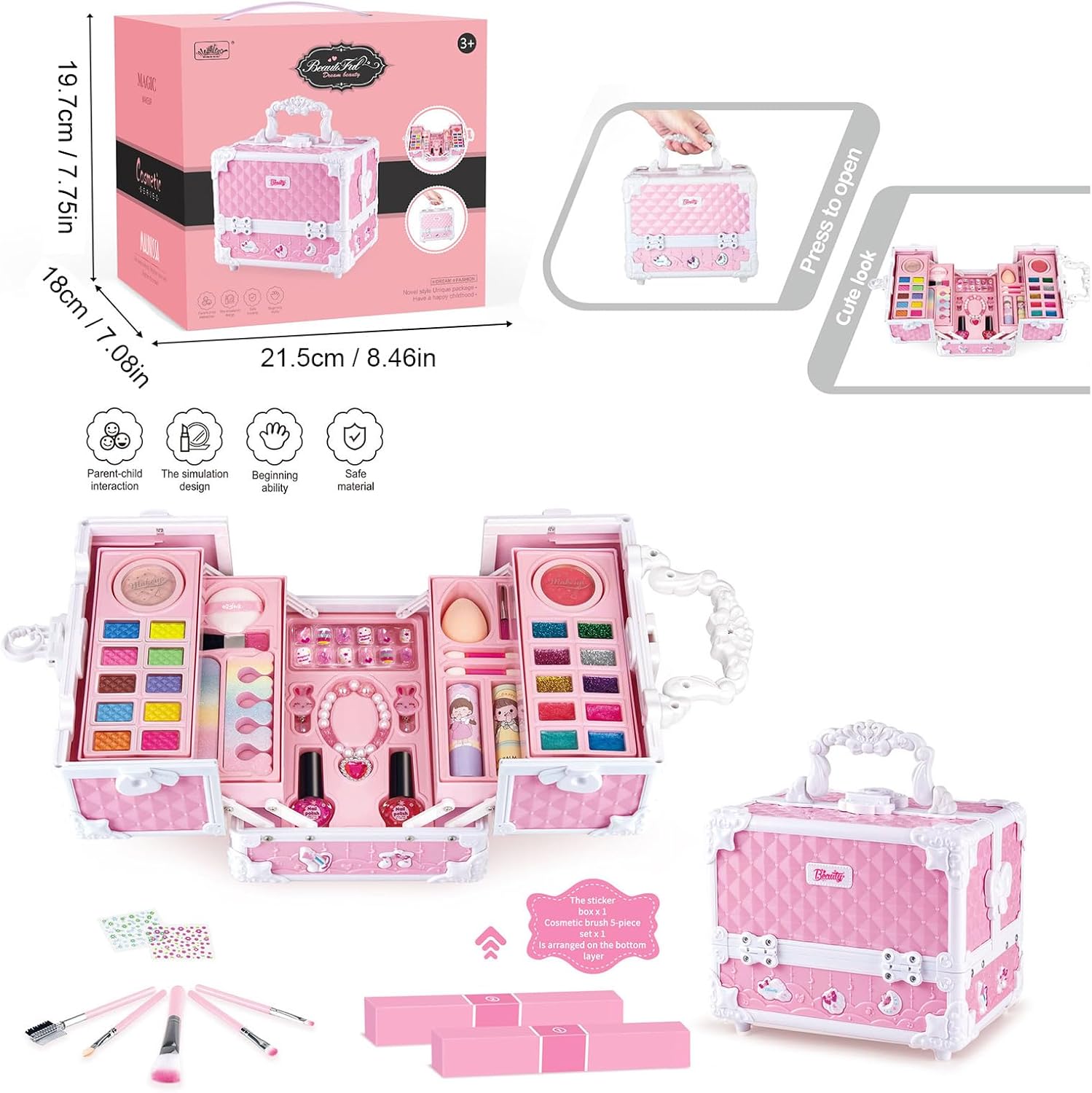 Коробка з косметикою - 22 предмети для маленької принцеси ∙ Дитячий набір 22 предмети косметики для ігор та творчості - мініатюра 7