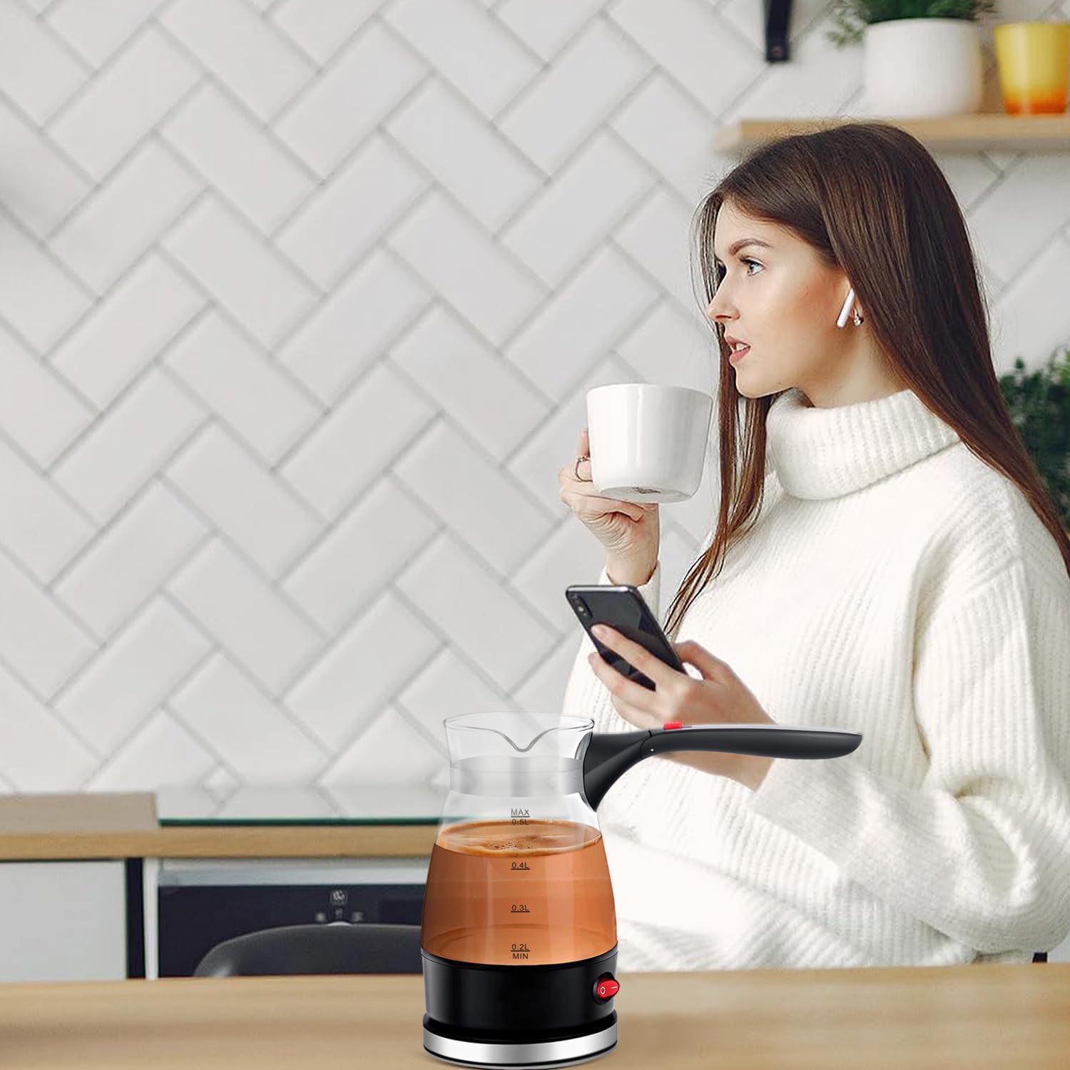 Електричний кавоварка R-128 0,5 л 600 Вт ∙ Компактна кавоварка R-128 для дому - мініатюра 4