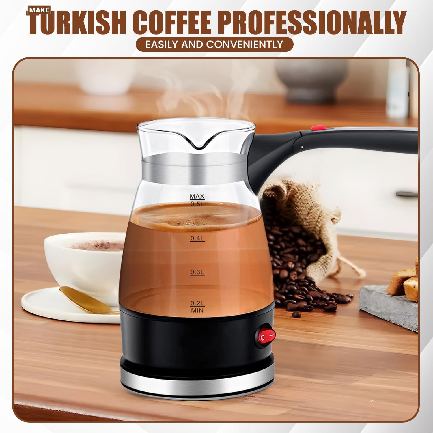 Електричний кавоварка R-128 0,5 л 600 Вт ∙ Компактна кавоварка R-128 для дому - мініатюра 5