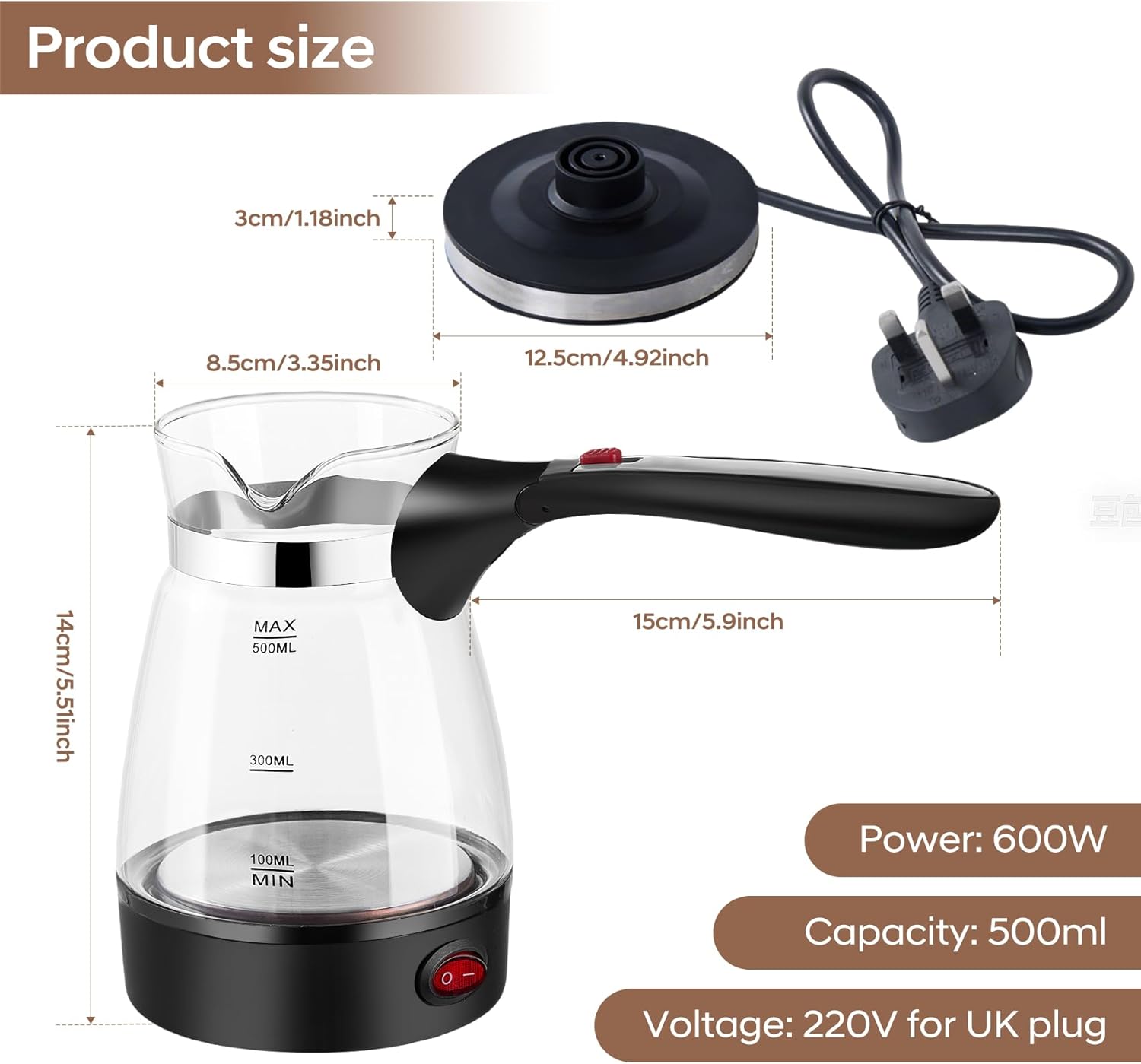 Електричний кавоварка R-128 0,5 л 600 Вт ∙ Компактна кавоварка R-128 для дому - мініатюра 11