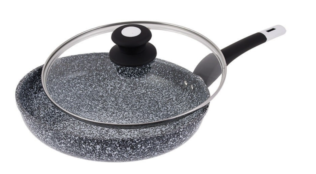 Глибока сковорода UNIQUE UN-5114-22 з антипригарним грантовим покриттям ∙ Сковорода UNIQUE UN-5114-22 з кришкою