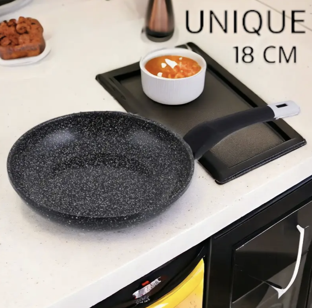 Сковорода UNIQUE UN-5132 18 см з антипригарним грантовим покриттям ∙ Глибока сковорода UNIQUE UN-5132 18 см з алюмінію