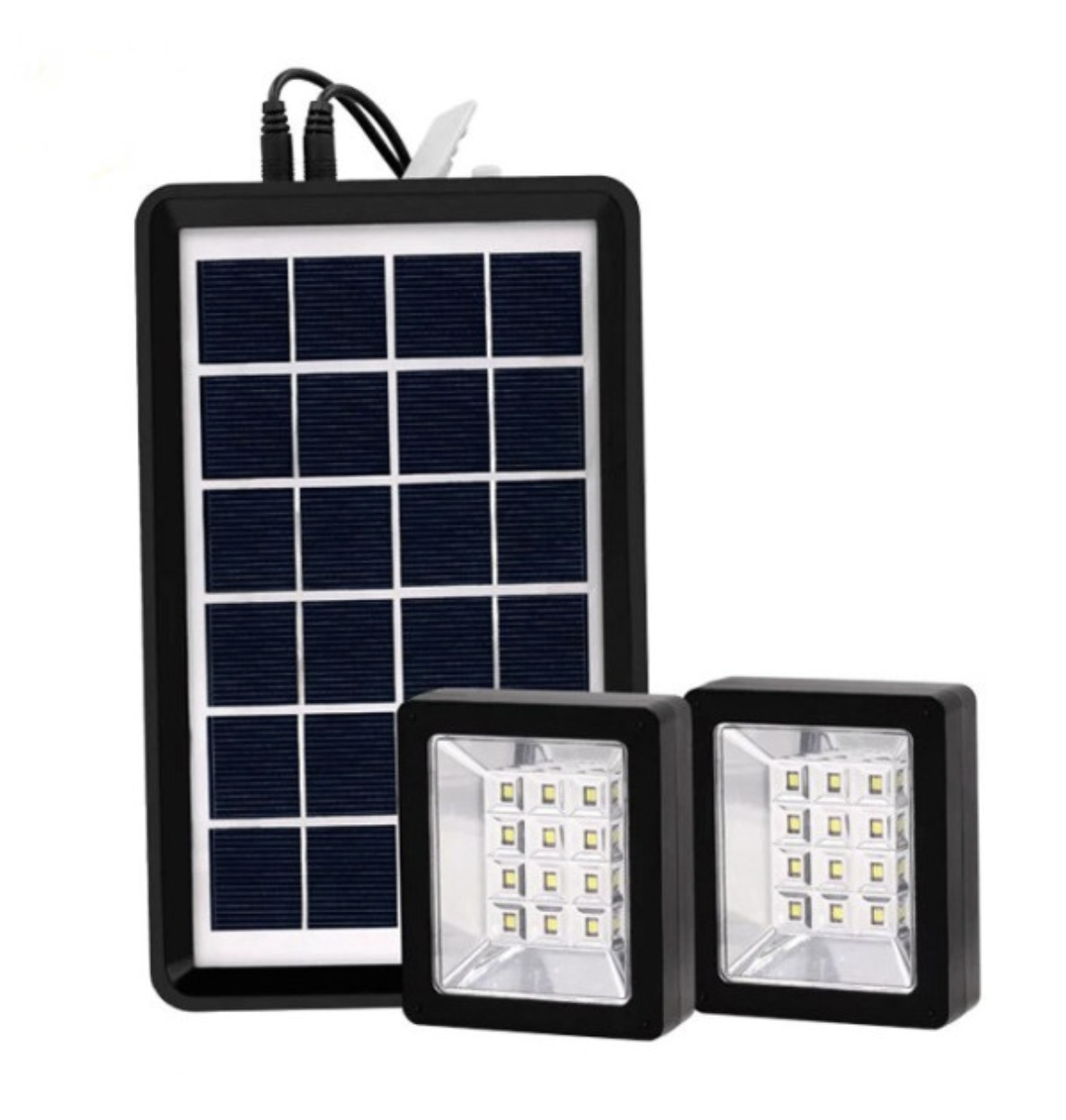 Портативна сонячна система EP-05 6V3W з літієвою батареєю, двома LED лампами та можливістю підзарядки телефону ∙ Лампа-прожектор EP-05 із сонячною панеллю 6V3W