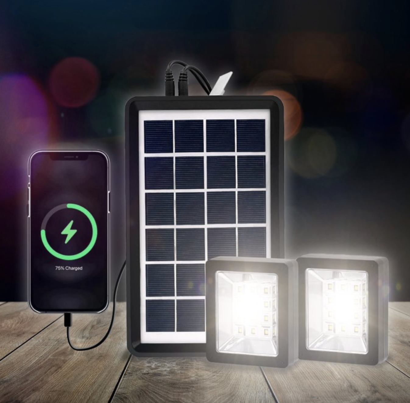 Портативна сонячна система EP-05 6V3W з літієвою батареєю, двома LED лампами та можливістю підзарядки телефону ∙ Лампа-прожектор EP-05 із сонячною панеллю 6V3W - мініатюра 6