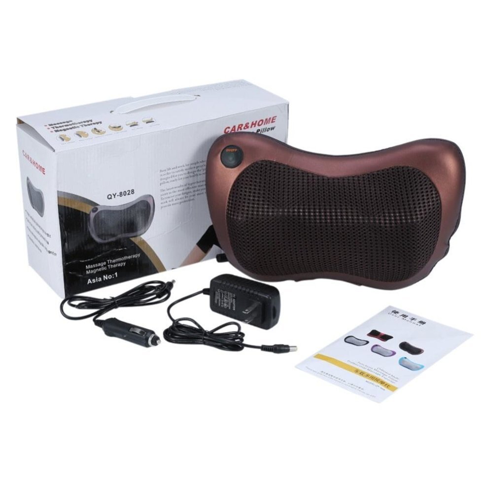 Роликова масажна подушка Massage Pillow Масажер для спини та шиї та інфрачервоним прогріванням - мініатюра 4