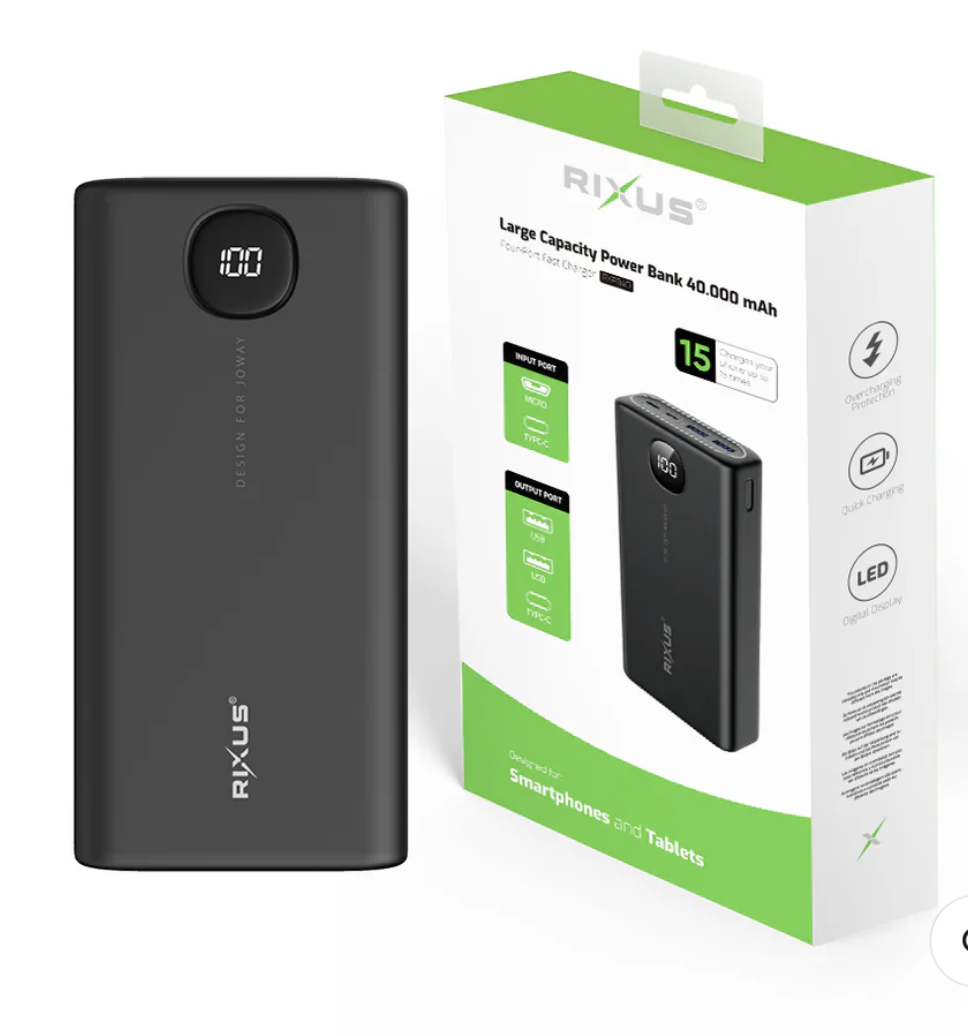 Універсальна мобільна батарея Power Bank 40000 mAh RIXUS RXPB40 22.5W ∙ Повербанк RIXUS RXPB40 PD22.5W - мініатюра 7