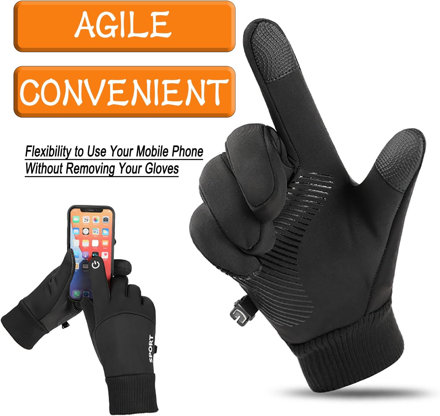 Зимові теплі водонепроникні рукавички для їзди на велосипеді, бігу, мотоцикла та лижного спорту ∙ Сенсорні рукавички для смартфона - мініатюра 3