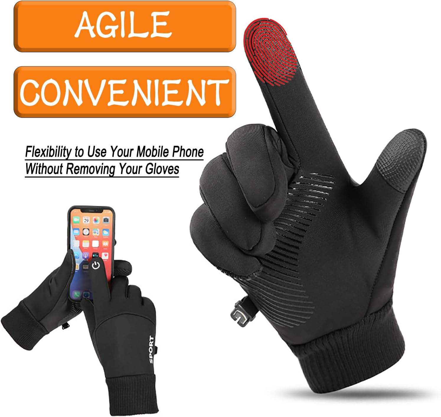 Зимові теплі водонепроникні рукавички для їзди на велосипеді, бігу, мотоцикла та лижного спорту ∙ Сенсорні рукавички для смартфона - мініатюра 4