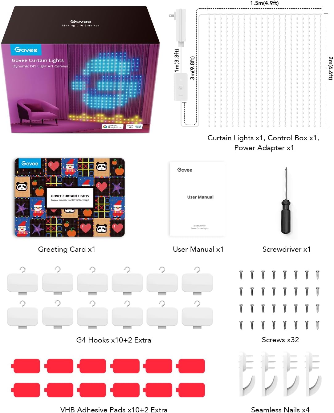 Гірлянда Smart-штора SFK-07 святкова LED-гірлянда для дому ∙ Світлодіодна штора з додатком SFK-07 20 ниток по 20 LED - мініатюра 2
