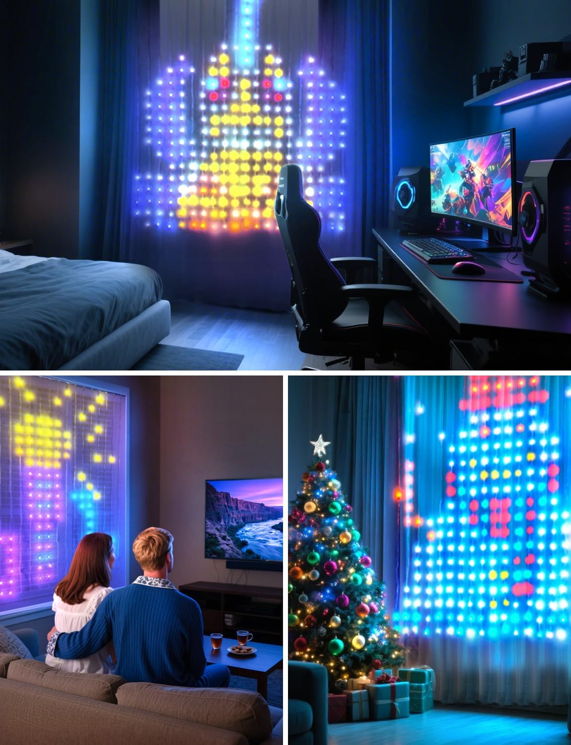 Гірлянда Smart-штора SFK-07 святкова LED-гірлянда для дому ∙ Світлодіодна штора з додатком SFK-07 20 ниток по 20 LED - мініатюра 3