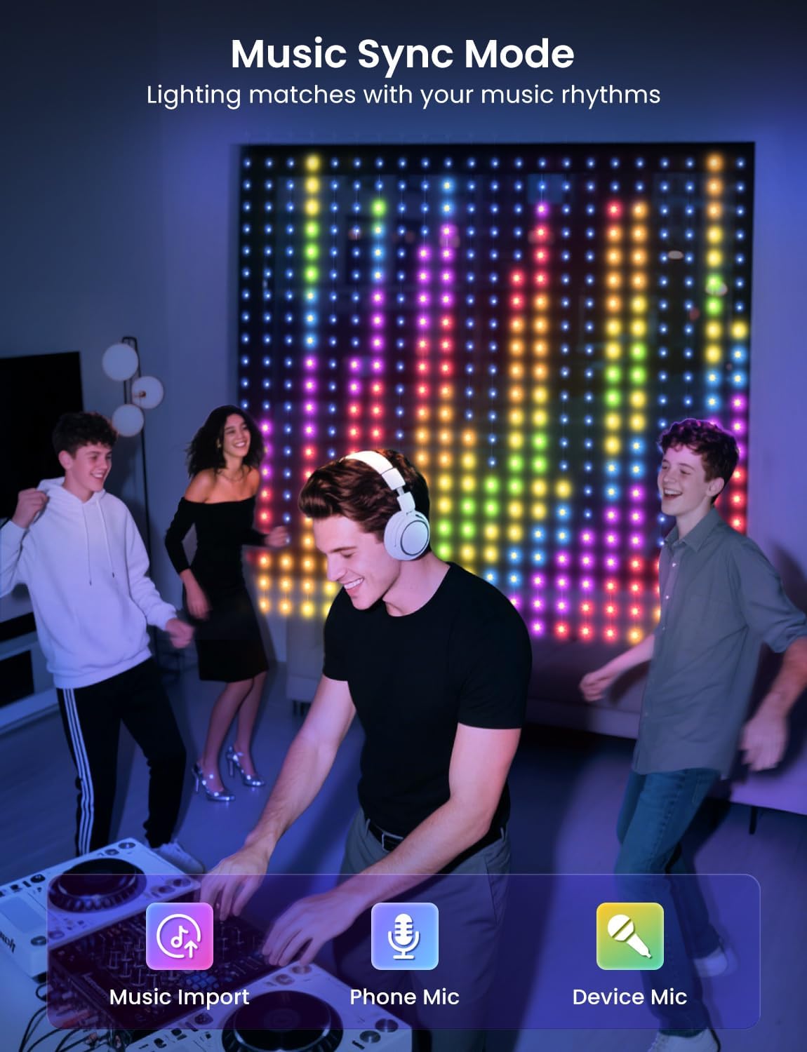 Гірлянда Smart-штора SFK-07 святкова LED-гірлянда для дому ∙ Світлодіодна штора з додатком SFK-07 20 ниток по 20 LED - мініатюра 11