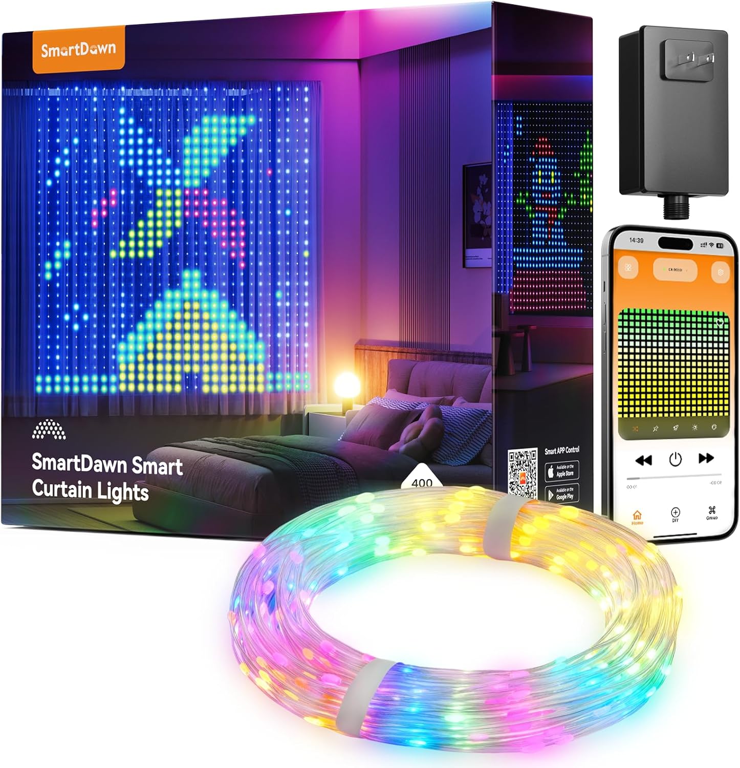 Гірлянда Smart-штора SFK-07 святкова LED-гірлянда для дому ∙ Світлодіодна штора з додатком SFK-07 20 ниток по 20 LED - мініатюра 12