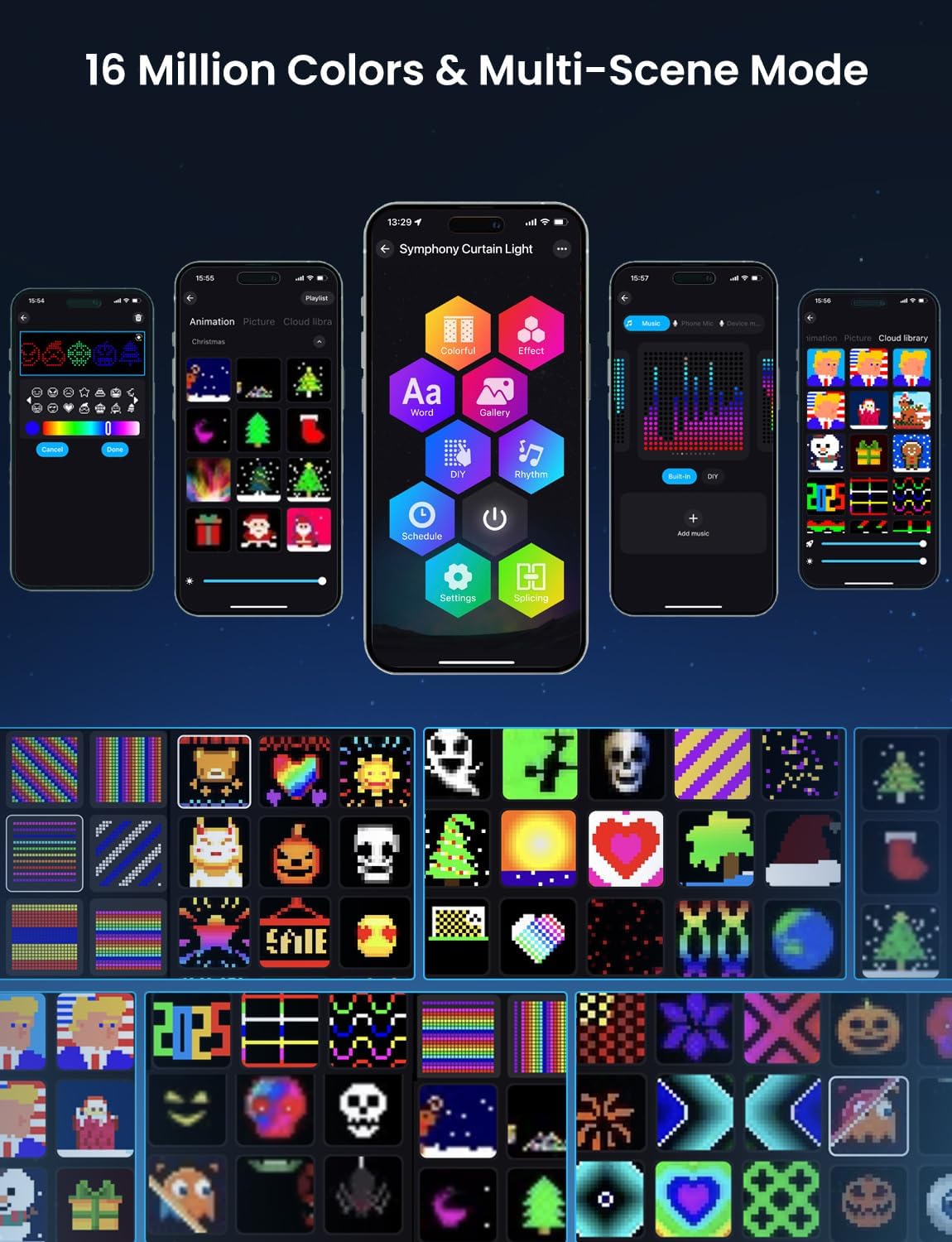 Smart-штора SFK-08 LED гірлянда 3x2 м з додатком і пультом - мініатюра 2