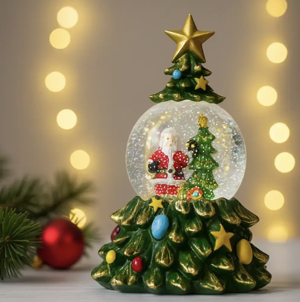 Новорічний LED-світильник-декор Ялинка XHF-8001 з музикою та підсвічуванням ∙ Сніговий світильник-декор Ялинка XHF-8001