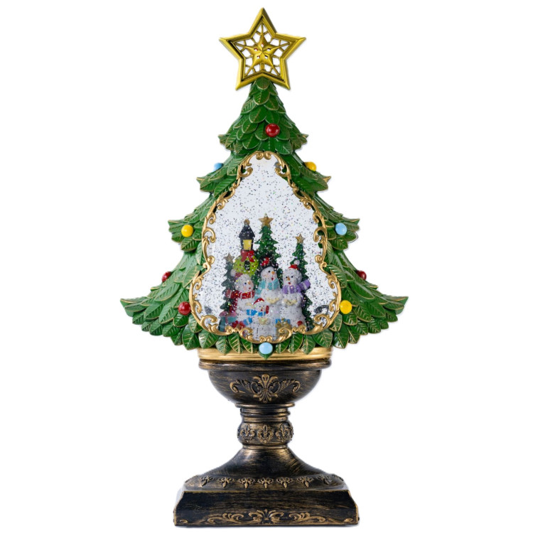 Святковий LED-світильник XHF-8002 з ефектом падаючого снігу та музикою ∙ Новорічний сніжний світильник-декор Ялинка XHF-8002