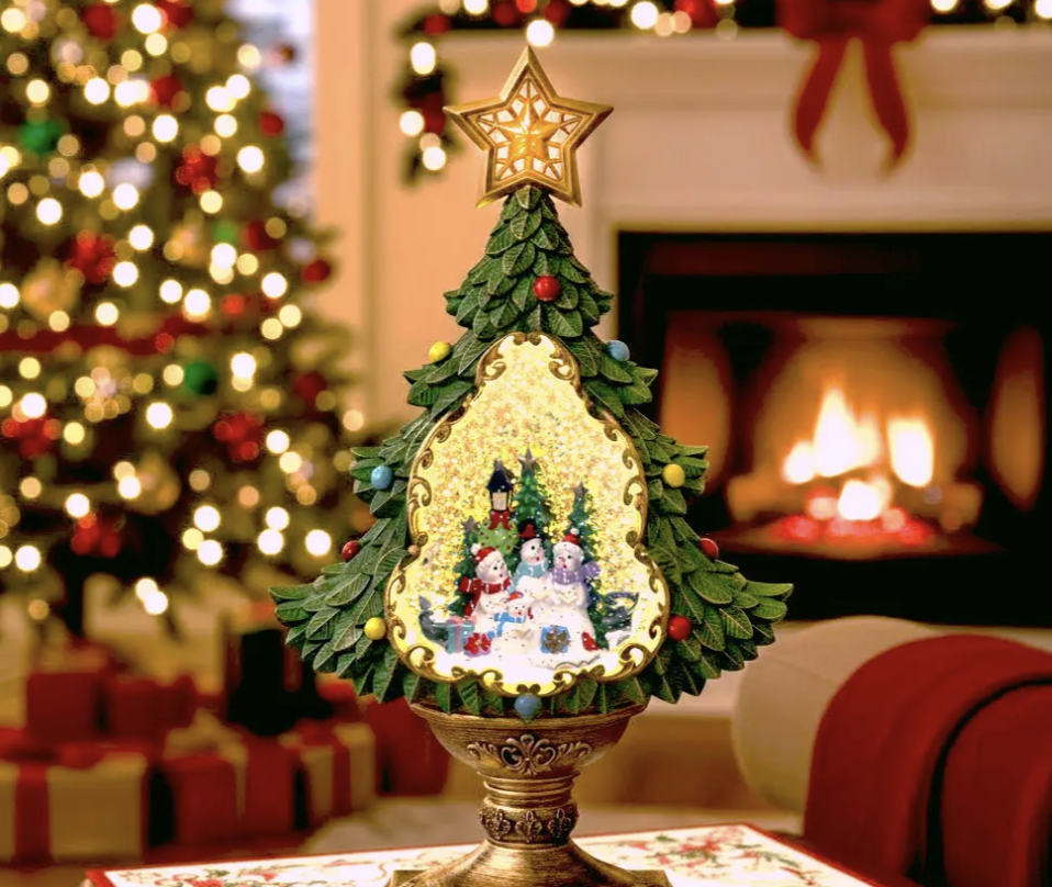 Святковий LED-світильник XHF-8002 з ефектом падаючого снігу та музикою ∙ Новорічний сніжний світильник-декор Ялинка XHF-8002 - мініатюра 2