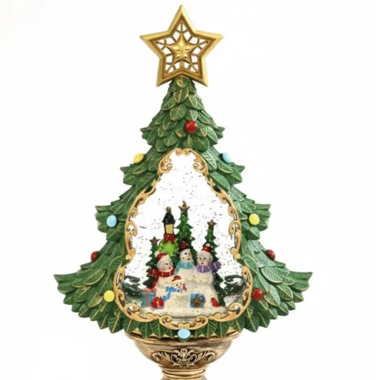 Святковий LED-світильник XHF-8002 з ефектом падаючого снігу та музикою ∙ Новорічний сніжний світильник-декор Ялинка XHF-8002 - мініатюра 4