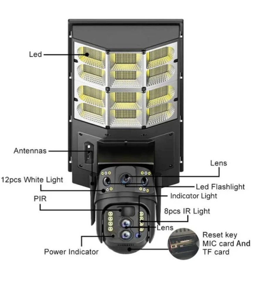 Вулична PTZ камера відеоспостереження з LED-лампою та сонячною панеллю SPM-XA01 ∙ Камера відеоспостереження 4Мп на 2 об'єктива з LED ліхтарем і сонячною панеллю SPM-XA01 - мініатюра 3
