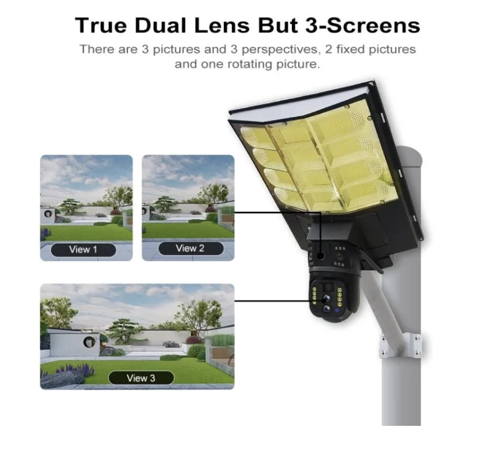 Вулична PTZ камера відеоспостереження з LED-лампою та сонячною панеллю SPM-XA01 ∙ Камера відеоспостереження 4Мп на 2 об'єктива з LED ліхтарем і сонячною панеллю SPM-XA01 - мініатюра 4