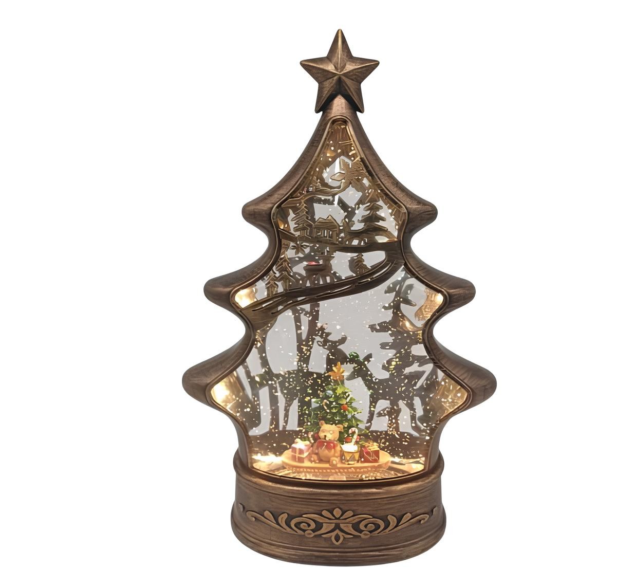 Декоративний світильник ялинка-фонарь з Дідом Морозом USB-живлення ∙ Ялинка-фонарь з Дідом Морозом USB-живлення