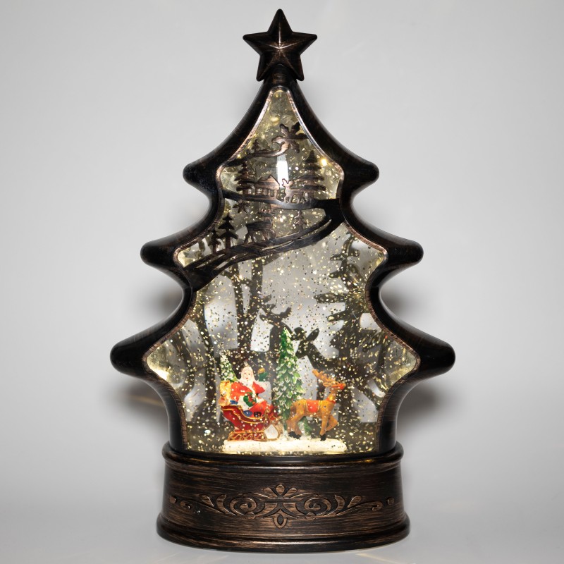 Декоративний світильник ялинка-фонарь з Дідом Морозом USB-живлення ∙ Ялинка-фонарь з Дідом Морозом USB-живлення - мініатюра 2