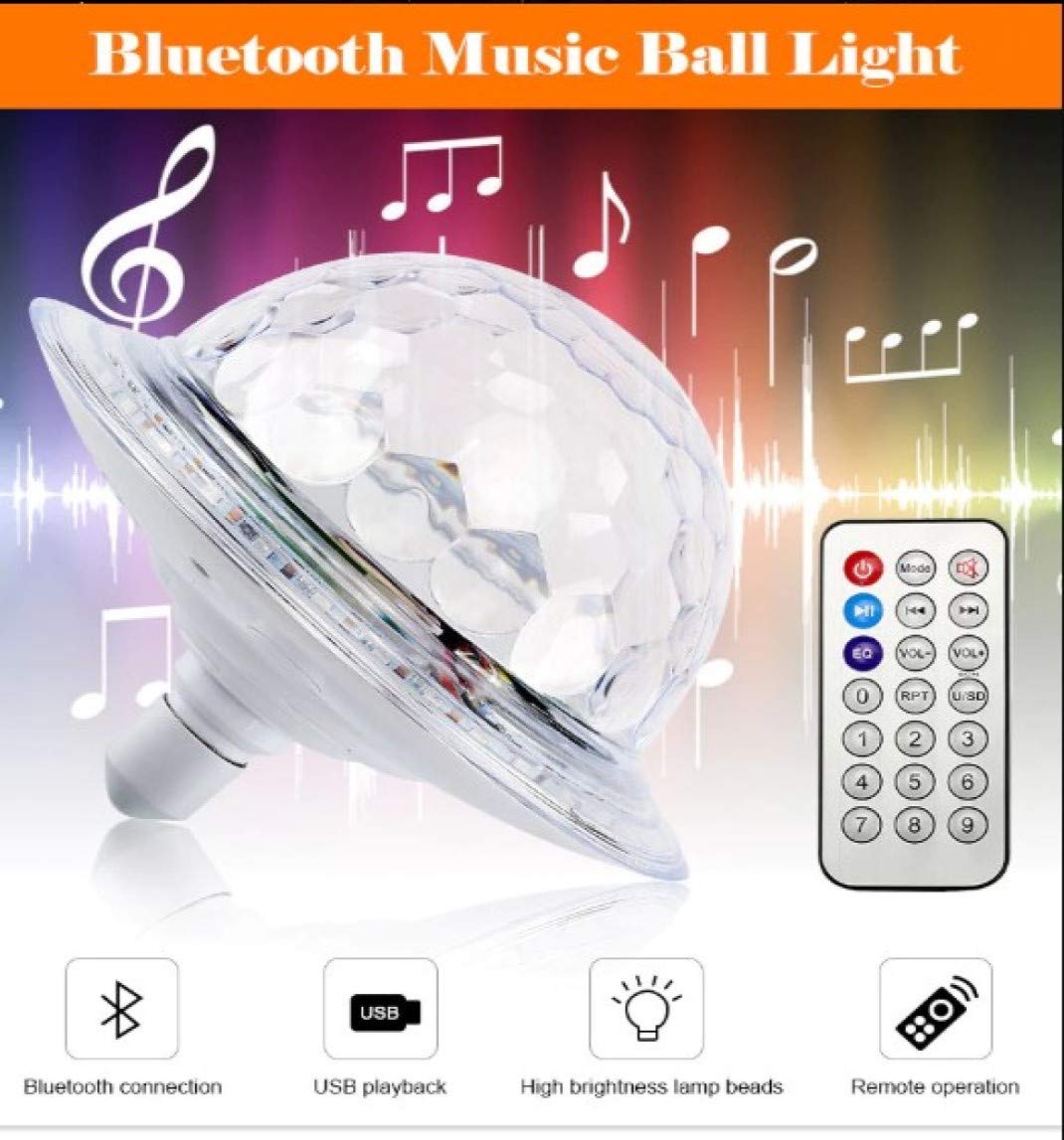 Світлодіодна обертаюча лампа RD-7202 з Bluetooth для вечірок ∙ Диско-куля з динаміком у патрон RD-7202 - мініатюра 3