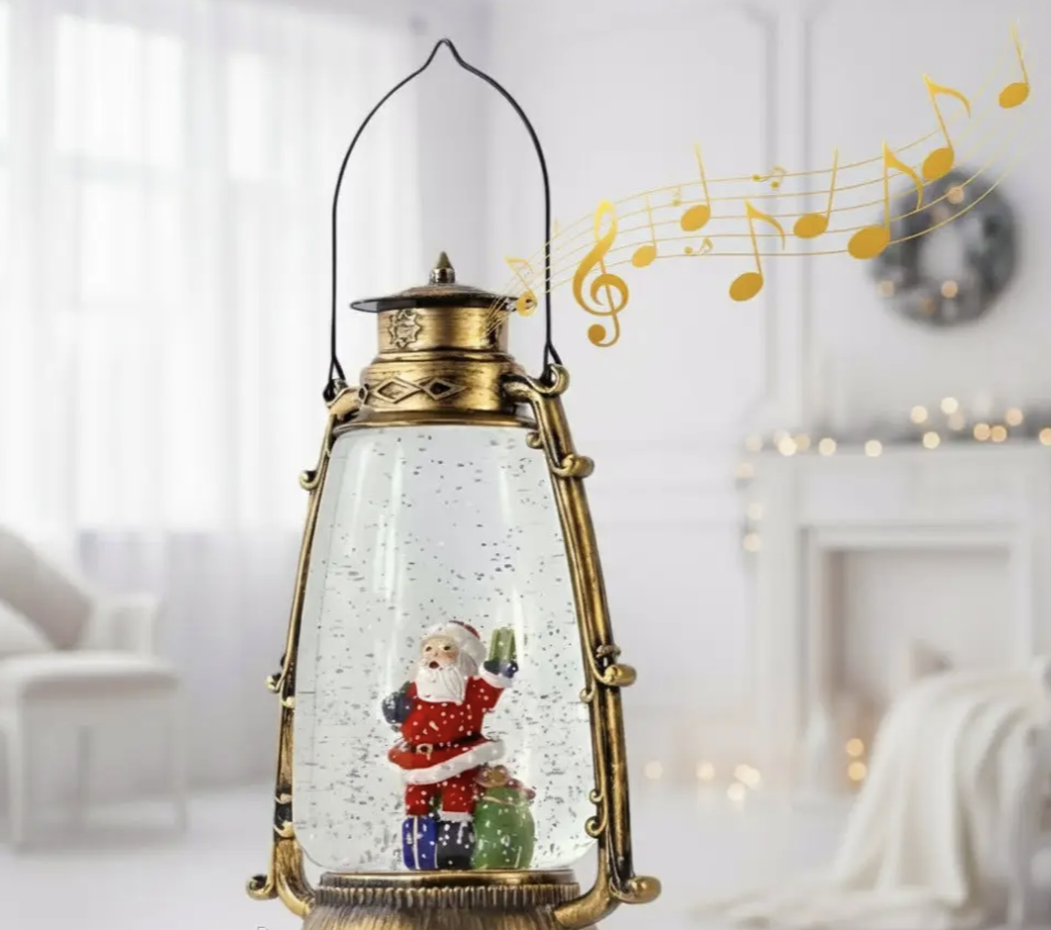 Новорічний сніжний світильник-декор Ліхтар XHF-8004 ∙ Святковий LED-ліхтар XHF-8004 зі снігопадом і музикою - мініатюра 4