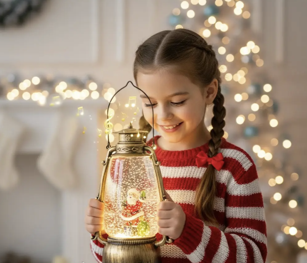 Новорічний сніжний світильник-декор Ліхтар XHF-8004 ∙ Святковий LED-ліхтар XHF-8004 зі снігопадом і музикою - мініатюра 5