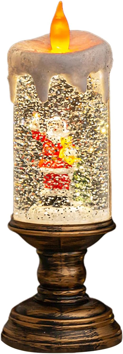 Новорічний сніжний світильник-декор LED Свічка HC-G032 ∙ Святковий LED-світильник HC-G032 з ефектом снігопаду та музикою