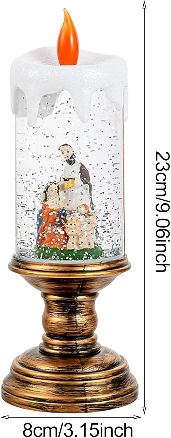 Новорічний сніжний світильник-декор LED Свічка HC-G032 ∙ Святковий LED-світильник HC-G032 з ефектом снігопаду та музикою - мініатюра 2