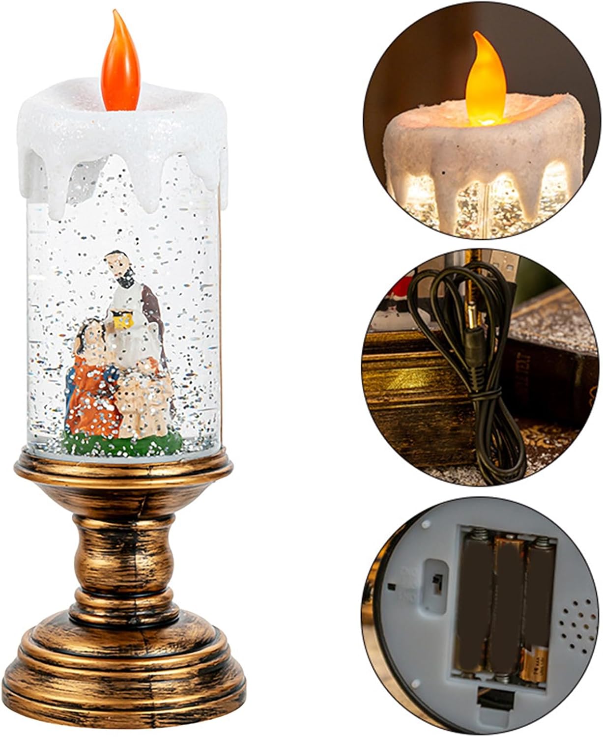 Новорічний сніжний світильник-декор LED Свічка HC-G032 ∙ Святковий LED-світильник HC-G032 з ефектом снігопаду та музикою - мініатюра 3