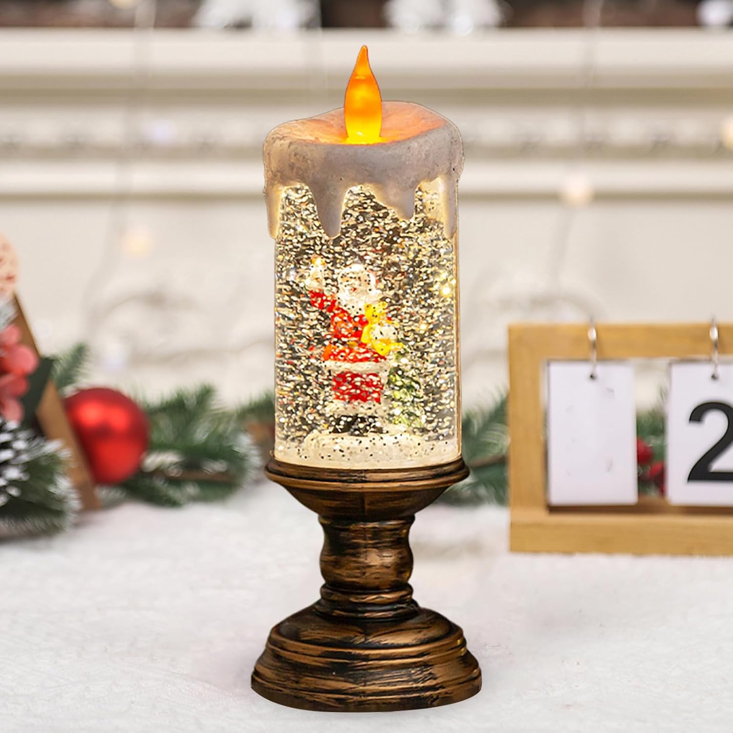 Новорічний сніжний світильник-декор LED Свічка HC-G032 ∙ Святковий LED-світильник HC-G032 з ефектом снігопаду та музикою - мініатюра 6