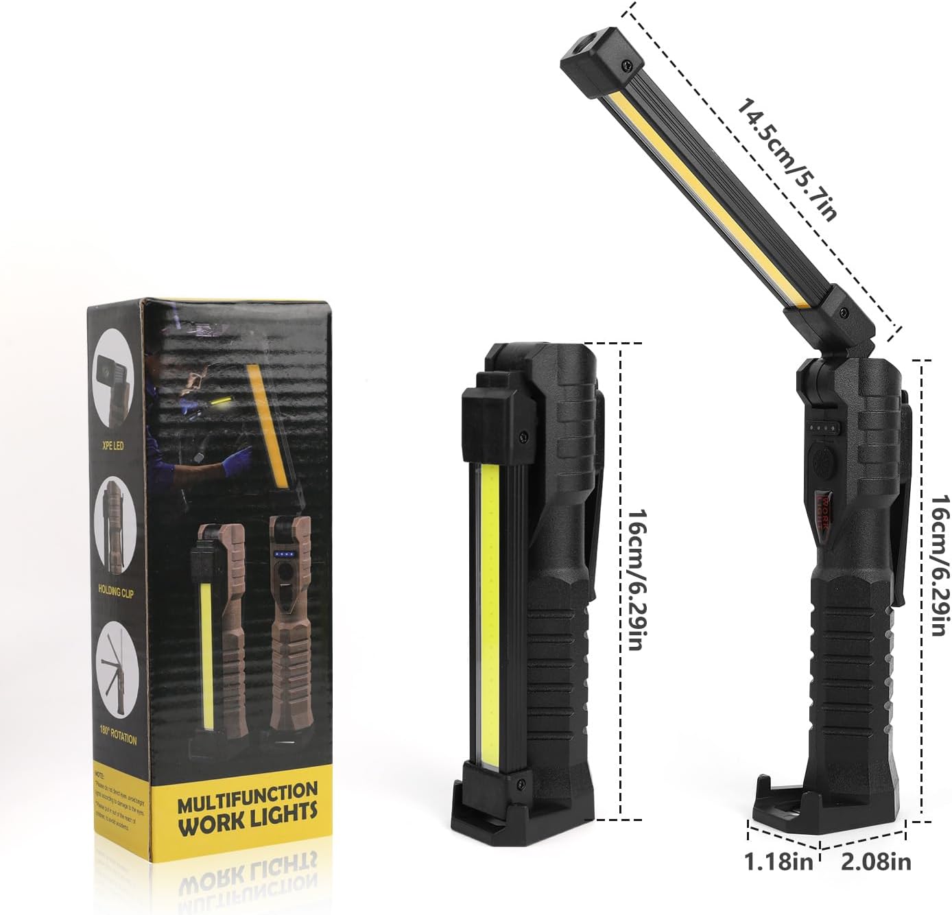 Ліхтар LIGHT L08-1 з магнітним підставою та підвісним гачком для кемпінгу ∙ Акумуляторний поворотний ліхтар LIGHT L08-1 - мініатюра 2