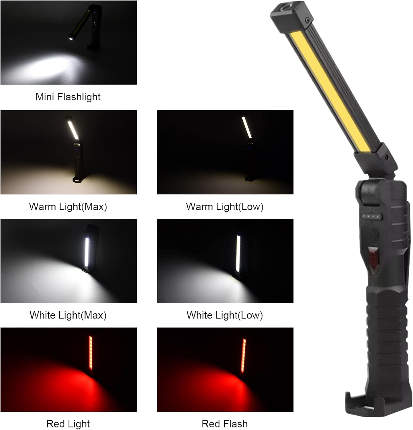 Ліхтар LIGHT L08-1 з магнітним підставою та підвісним гачком для кемпінгу ∙ Акумуляторний поворотний ліхтар LIGHT L08-1 - мініатюра 4