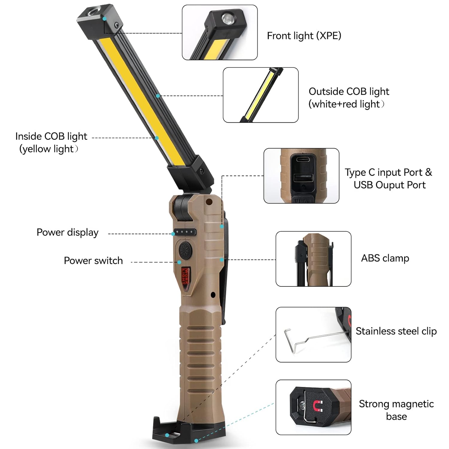 Акумуляторний кемпінговий ліхтар COB L08-2 з магнітним кріпленням ∙ Багатофункціональний ручний COB L08-2 ліхтар для кемпінгу - мініатюра 2