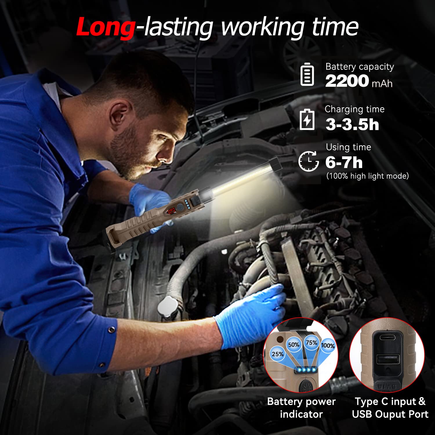 Акумуляторний кемпінговий ліхтар COB L08-2 з магнітним кріпленням ∙ Багатофункціональний ручний COB L08-2 ліхтар для кемпінгу - мініатюра 4