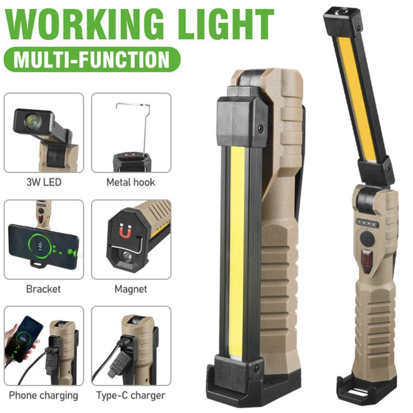 Акумуляторний кемпінговий ліхтар COB L08-2 з магнітним кріпленням ∙ Багатофункціональний ручний COB L08-2 ліхтар для кемпінгу - мініатюра 7