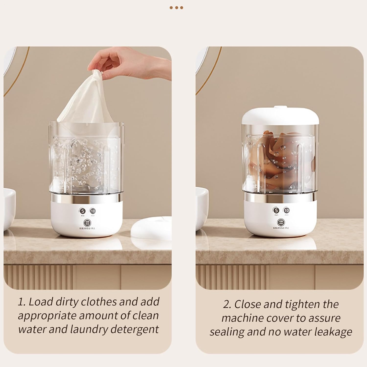 Компактна портативна пральна машинка USB 1505 для подорожей та дому ∙ Міні-пральна машина через USB 1505 - мініатюра 2