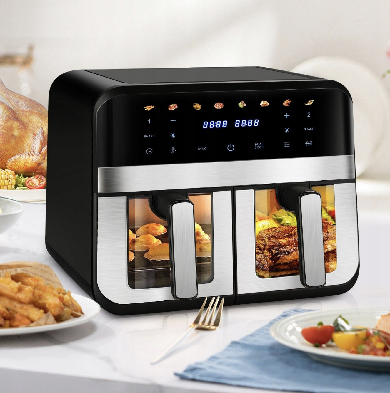 Аэрофритюрница MS-3226 для швидкого приготування здорових страв ∙ Аерогриль MS-3226 кухонний прилад потужністю 4800 Вт - мініатюра 8