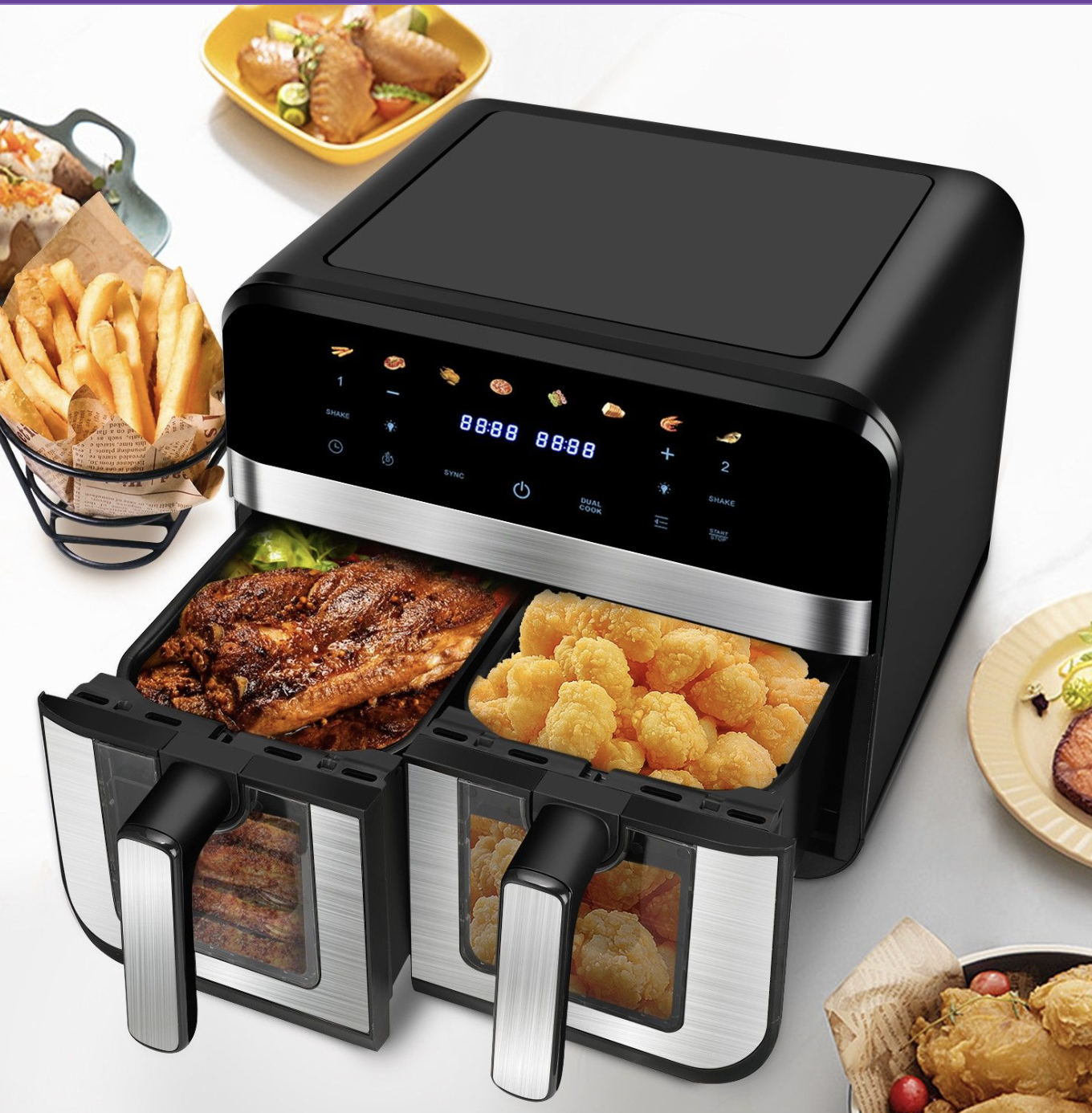 Аэрофритюрница MS-3226 для швидкого приготування здорових страв ∙ Аерогриль MS-3226 кухонний прилад потужністю 4800 Вт - мініатюра 9